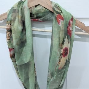 Soft Silk Blend Scarf - Floral Print